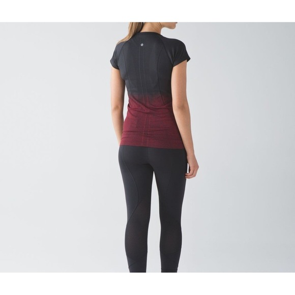 Lululemon Run Swiftly Tech Top Womens Red Ombre Short Sleeve Scoop Athletica Gym - Picture 3 of 7